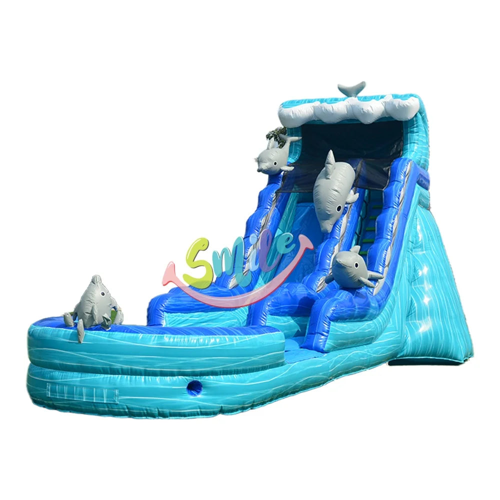 Dolphin Water Slide Inflatable Bouncing Slide Commercial Party Renting Bouncer Water Slides