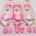 Wholesale 3pcs/set Sweet Children' Jewelry Set Macarons Cute Pendant Candy Necklace Set Ring & Bracelet Cut Gift for Kid Baby