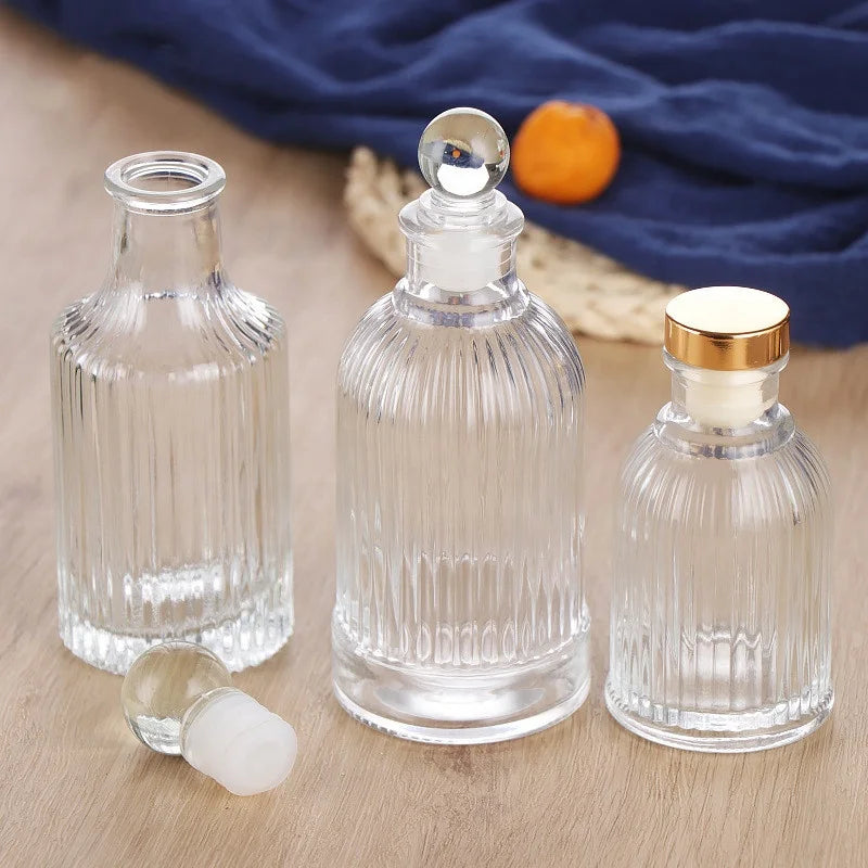 Economical Round Glass for  Bottles 50ml 100ml 200ml 150ml 250ml with Cork for Aroma Diffuser Cheaper Empty Version