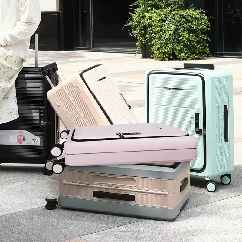 24-Inch Classic Hard Shell Spinner Wheel Multi-Functional Folding PP TSA Lock Carry-On Suitcase 20-Inch Cross-Border