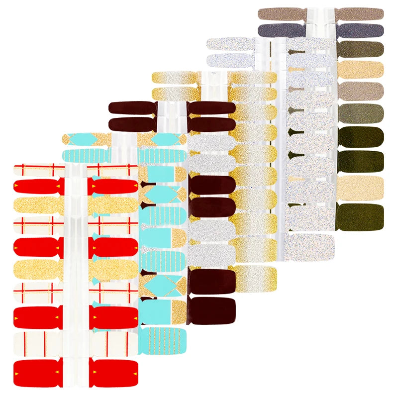 20 Strips Glitter Print Nail Wraps Nail Gel Stickers & Decals