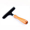 Baoli OEM Round Wooden Handle Pet Grooming Rake Comb Stainless Steel Teeth Hair Undercoat Deshedding Removing Brush Dog Rake