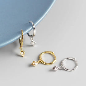 Dainty Zirconia Dangle Earrings Women Huggie Hoop Earrings Gold Plated Jewelry Silver 925 Jewelry Fashion Jewelry Earrings