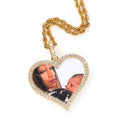 Personalized Custom Photo Heart Pendant Necklace Iced Out CZ Memorial Medallion Hip Hop Jewelry