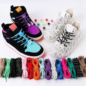 Unisex Quick No Tie Elastic Snap Lock Sneakers Wholesale Polyester Lazy Laces for Kids and Adults