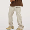 Custom Logo Heavyweight Contrast Stitch High Street Wear Track Pants Breathable Stacked Pants Mens Sweatpants