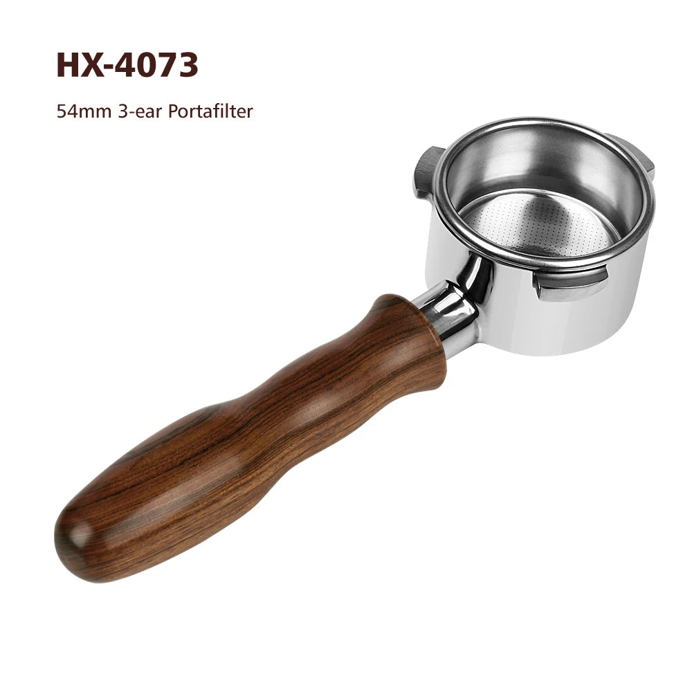 Good Quality 304 Stainless Steel Bottomless Portafitler Head Rosewood/Plastic/Aluminum Alloy Handle Espresso 54mm Portafilter