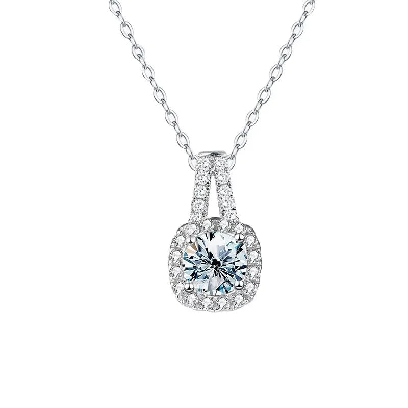 Fashion Jewelry Gra 1ct  Colored Blue Yellow Black  Moissanite 925 Silver Women Necklace for Wedding