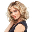 Women's Long Curly Hair Midsection Wig Blonde Fluffy Female Hair High Temperature Silk Chemical Fiber Head Cover