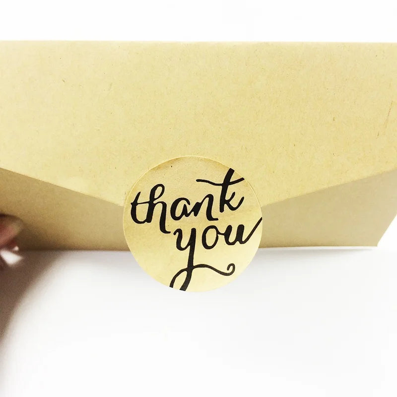 100pcs Per Pack Black Lettering Thank You Round Sealing Sticker DIY Decor Sealing Sticker Products Package Label