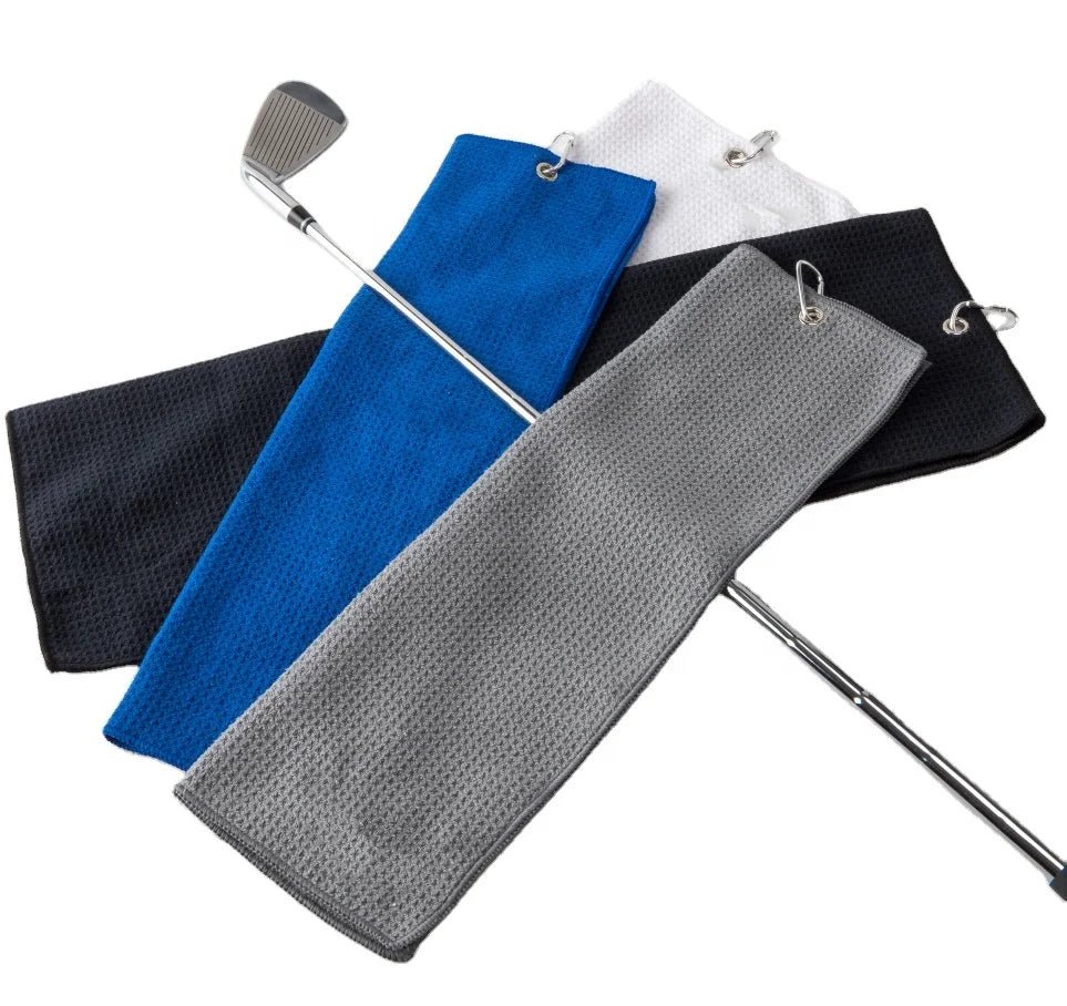 Custom Logo Printed Embroidery Microfiber Golf Towel New Design Soft Waffle for Golf Club Cleaning Customizable Sports Towel