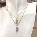 NZ1327 Trendy Simple Dainty CZ Rectangle Baguette Pendant Stainless Steel Chain Everyday Necklace for Women Ladies