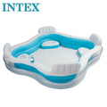 Intex 56475 Center Family Lounge Water Pool Built-in 4 Seats Inflatable Outdoor Swimming Pool
