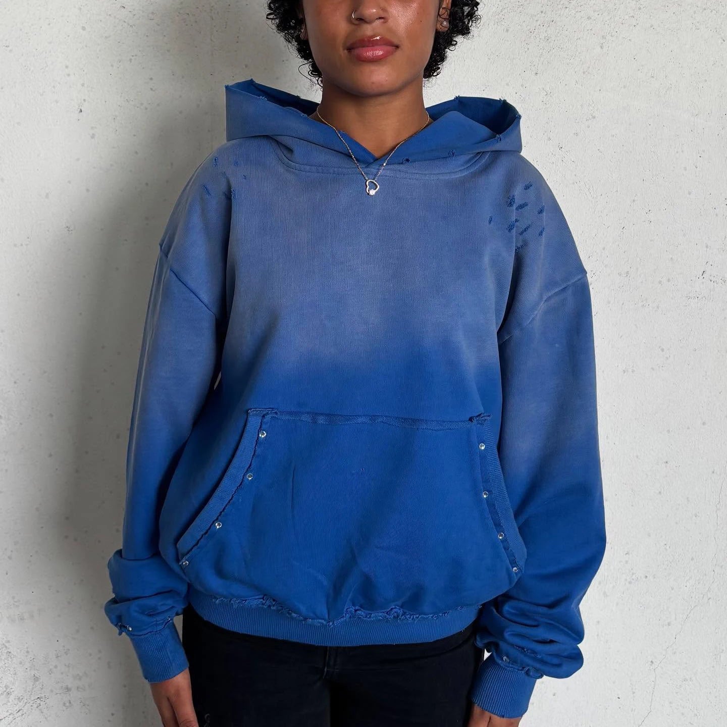 US Free Tax Vintage Acid Wash Distressed Boxy Hoodie 100% Cotton Heavy 500 Gsm French Terry Blank Distressed Pullover Hoodie
