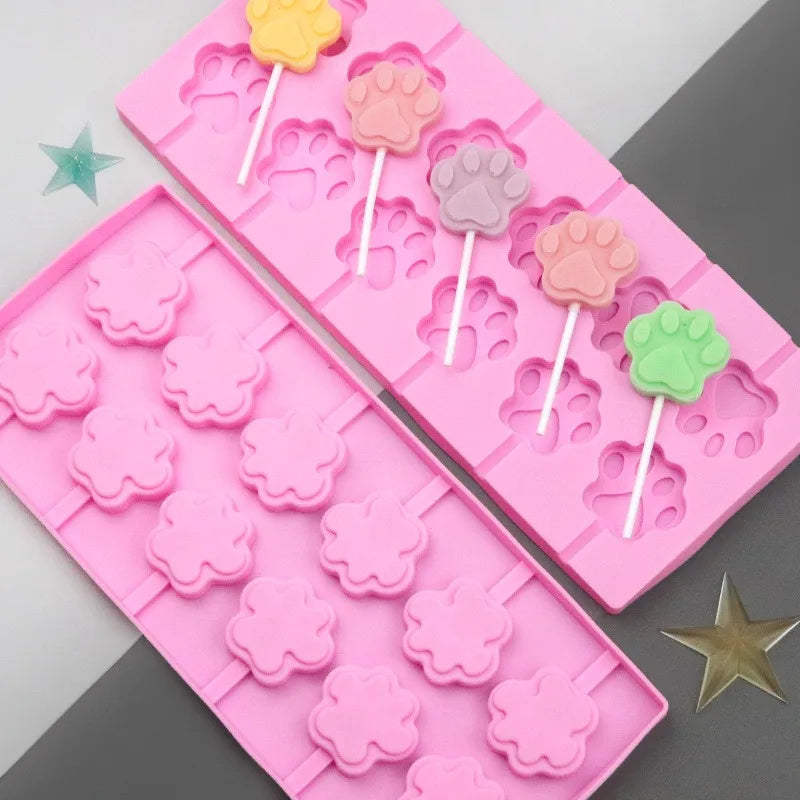 Hot Selling 12 Cat Claw Silicone Lollipop Molds DIY Autumn Pear Cream Molds Cake Decoration Molds Without Sticks