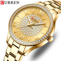 CURREN 9084 Women's Luxury Sport Business Watch New Rose Dial Rhinestones Pointer Stainless Steel Band Quartz Wristwatches Gift