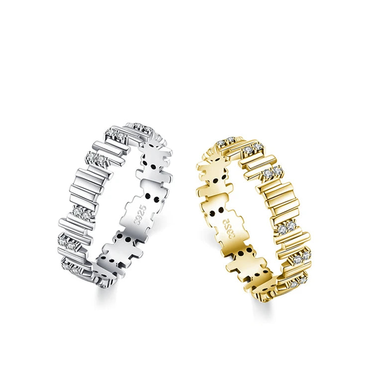 Daidan Silver Irregular 14K Gold Plated Cool Sterling Silver Zircon Fashion Rings for Women