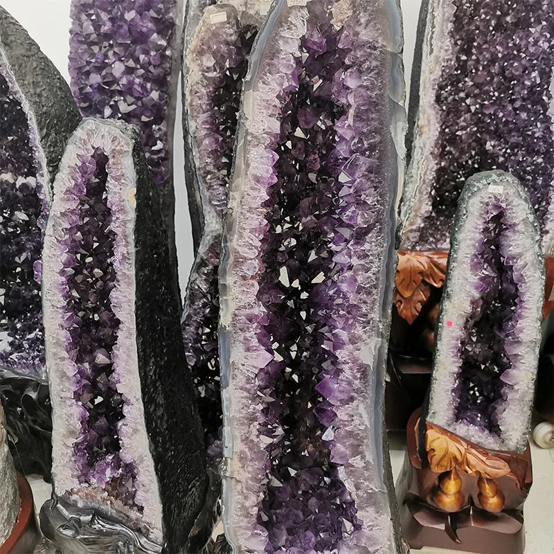 Natural Large Amethyst Geode Uruguay Crystal Cathedral for FengShui and Home Decoration
