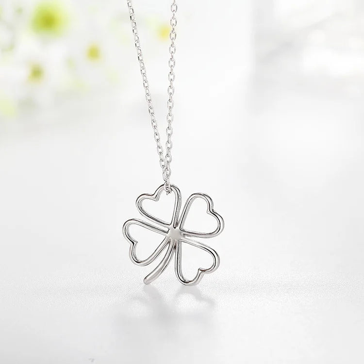 Poliva Simple Design Fashion Girls Jewelry 925 Sterling Silver Necklaces  Lucky Leaf Shape Necklace