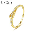 CZCITY 925 Silver Cubic Zirconia Tiny CZ Paved Gold Plated Engagement Rings Women Fashion Finger Ring