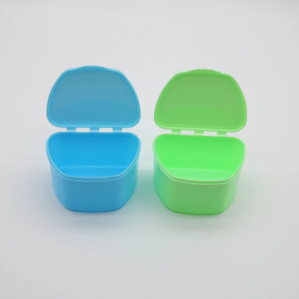 Tooth Retainer Case Denture Bath Box with Hanging Net Container Teeth Cases Artificial Cleaning False Teeth Storage Box
