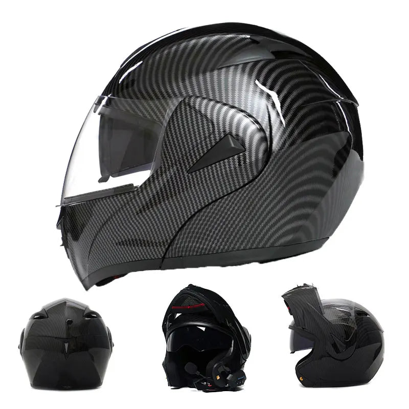 Custom Men Women Modular Moto Bike Carbon Fiber Motorbike Full Faced Motorcycle Helmet