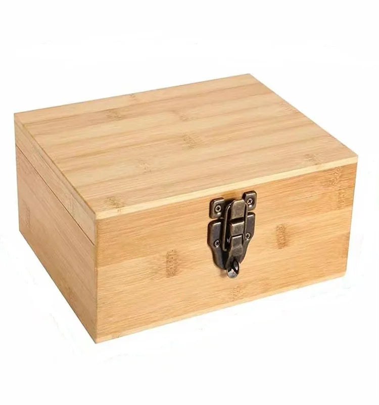 Polished Lockable Multifunction Bamboo Washable Stash Box Combo Kit Accessories Wood Cigar Stash with Rolling Tray
