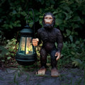 Solar Powered Bigfoot Garden Statue with Vintage LanternRealistic Fur Texture&Weatherproof ResinOutdoor Yard Decor for Pathway