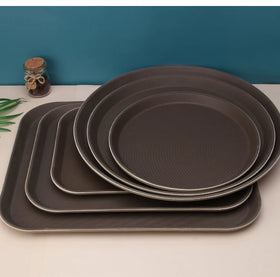 Plastic Durable Serving Trays Skid Proof Non Slip PP Tray Round Rectangle Dinner Tray for Food Serving in Restaurants Bars Pubs