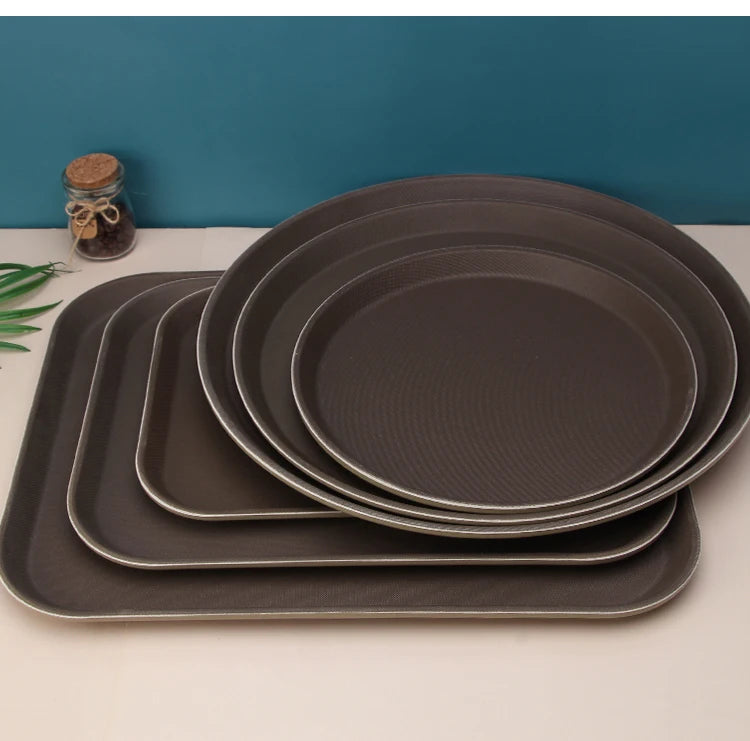Plastic Durable Serving Trays Skid Proof Non Slip PP Tray Round Rectangle Dinner Tray for Food Serving in Restaurants Bars Pubs