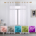 Jiaohui Custom Logo White 3D Pattern Window Sheer Tulle Curtain Cut Out Pom-Pom Cute Living Room Valance