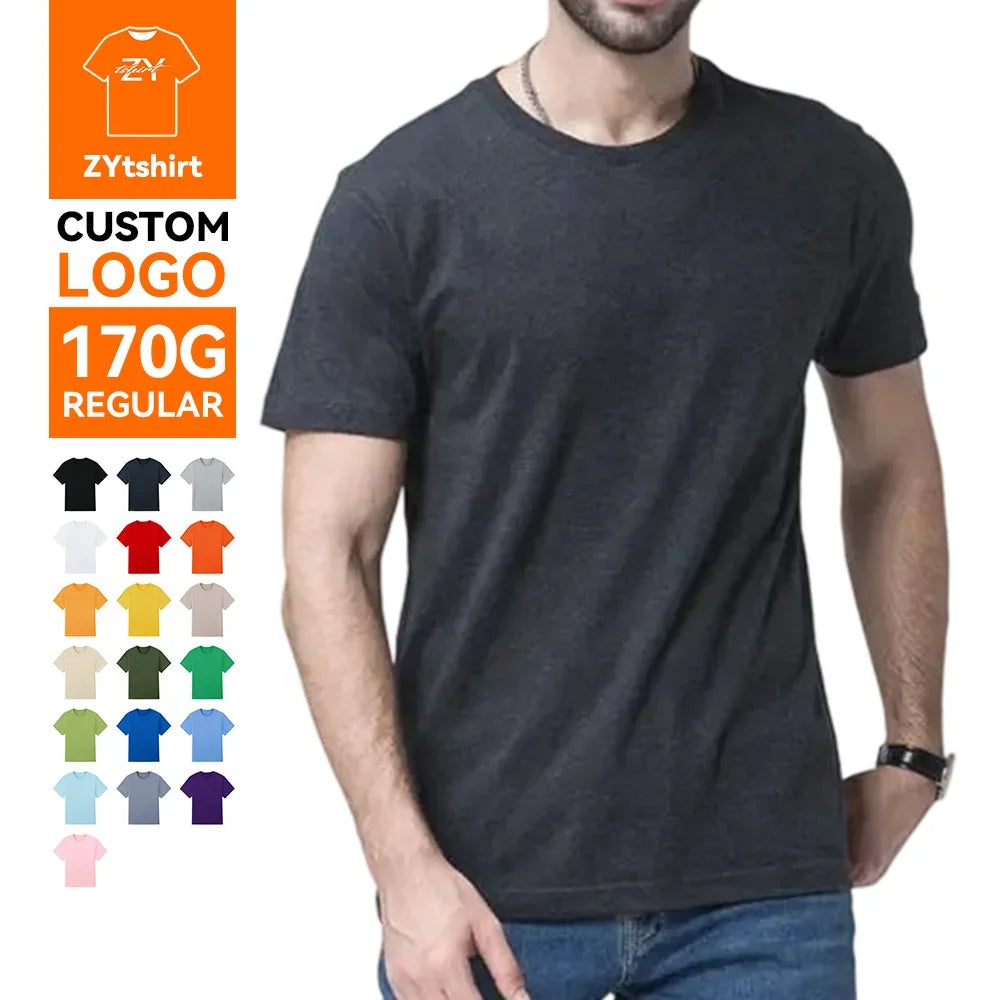ZYtshirt Wholesale Custom Logo Printed 170g Soft Cotton Casual Tee with Anti-Shrink Technology for Unisex Daily Wear