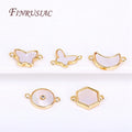 18K Gold Plated Zircon Shell Geometry Design Connector Pendants Necklace Making Wholesale DIY Accessories