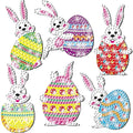 Gem DIY Diamond Painting Stickers Kits Rabbit with Egg Digital Diamond Paint Cartoon Diamond Stickers for Kids Adult Crafts