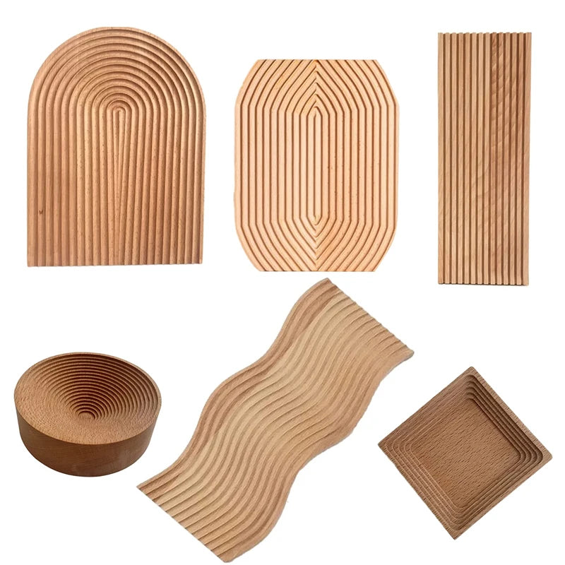 Nordic Water Ripple Beech Serving Tray Wooden Coffee Tea Dessert Bread Food Plate Board Food Serving Tray Photograph Props Decor