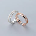 New Arrivals 925 Sterling Silver Layer Open Adjustable CZ Zircon Wedding Rings