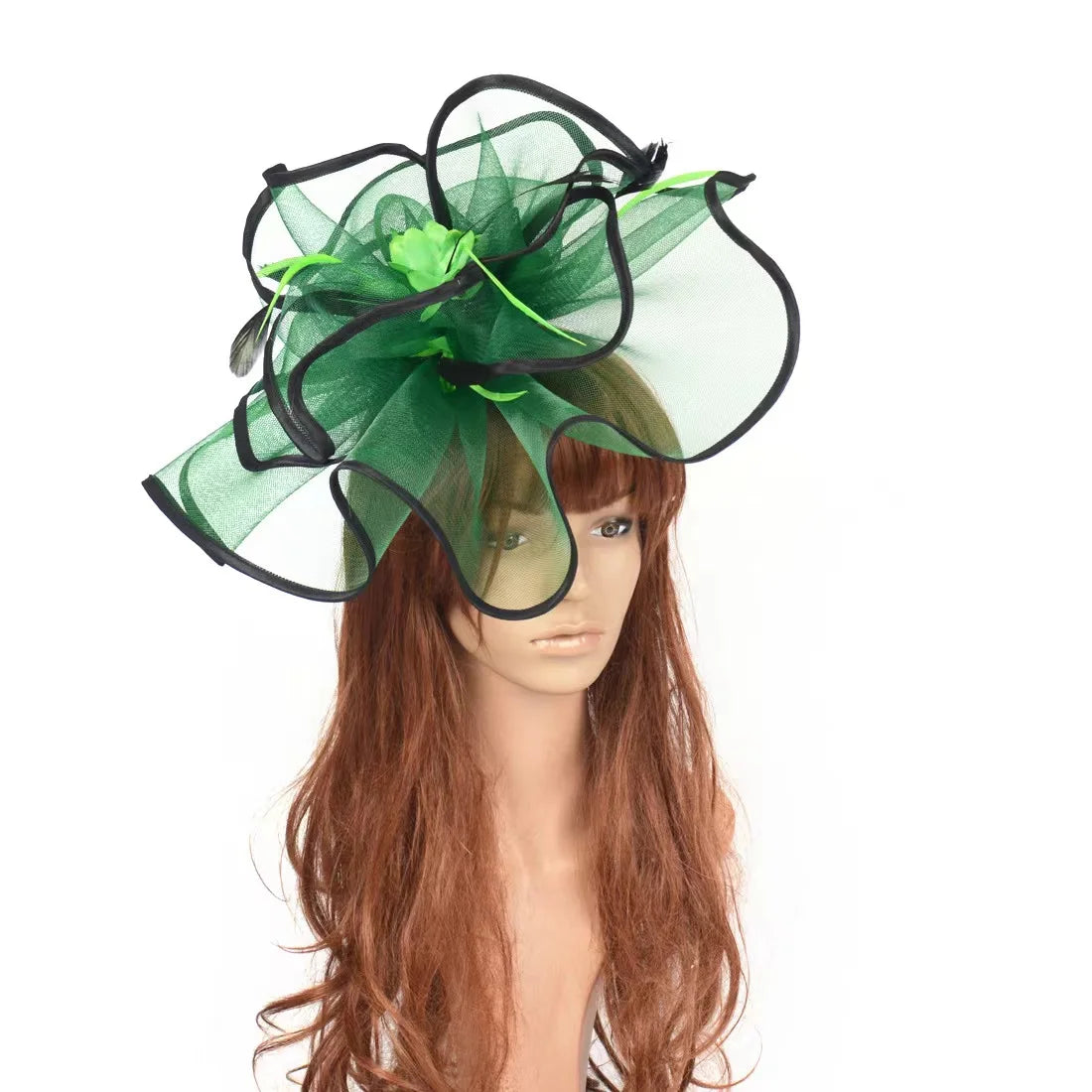 Vintage Wide Brim Feather Bridal Wedding Fascinator Hat Hair Accessories Wedding Derby Kentucky Hair Clip Hat for Women