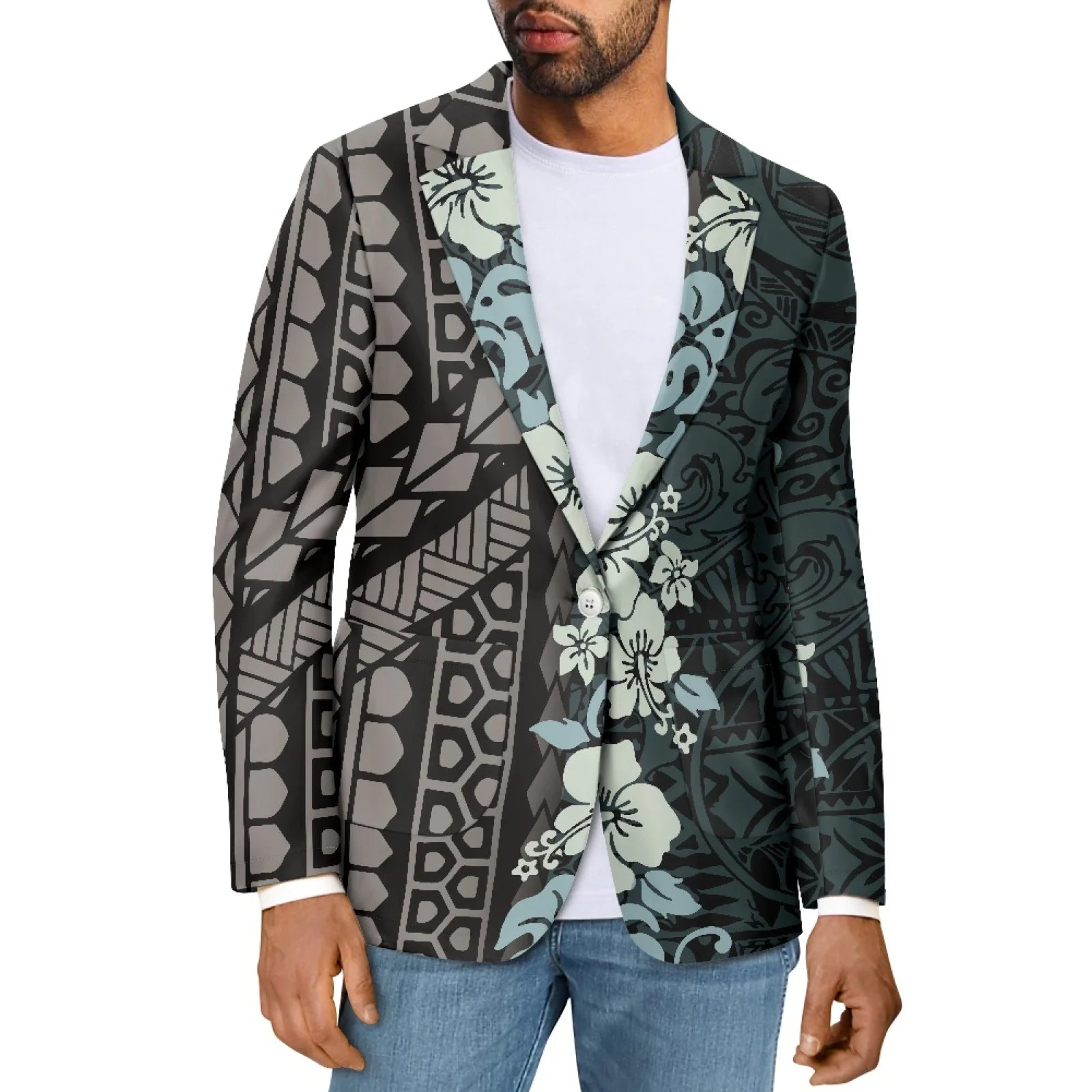 Elegant Hot Sales Spring Autumn Men's Business Knit Man Casual Suit Jacket Polynesian Samoan Tribal Design Suit Jacket Blazers
