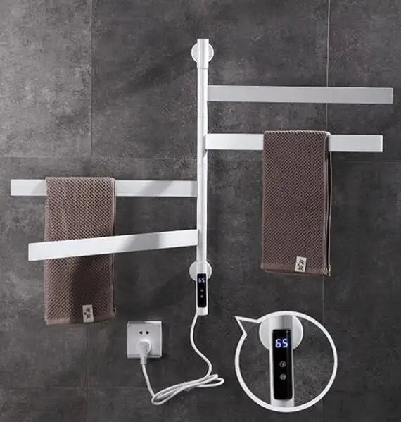 HOMEDEC Electric Heated Towel Rail for Bathroom Towel Warmer 4 Bar Heated Towel Rack with Timer & Adjustable Temperature