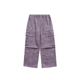 Custom Suede Cargo Pants Trousers Wide Leg Baggy Thick Men's Pants & Trousers