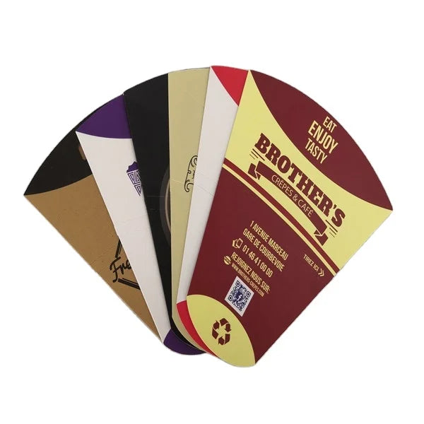 Recyclable Kraft Paper Crepe Cone or Box Custom Disposable French Fries Holder with Embossing Matt Lamination for Chewing Gum