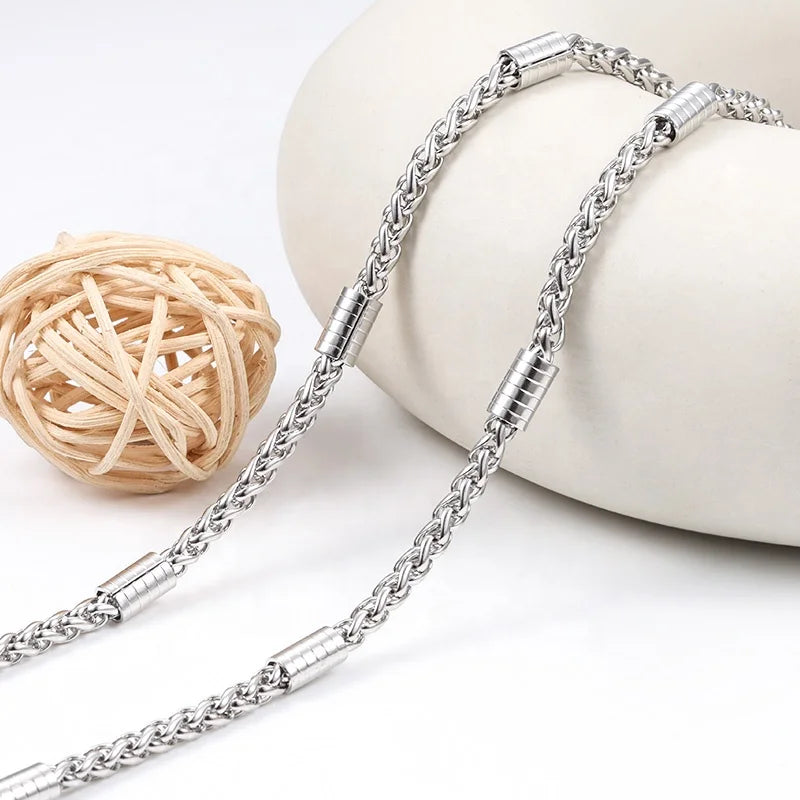 New Trend Stainless Steel 4mm Special Twisted Handmade Chain With Beads for Necklace  Bracelet Jewelry Making Accessories
