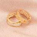 Hot Sale Trendy Gold Plated Zircon Earrings for Women Small Hoop Design Brass Material Rhodium Plated-Wholesale
