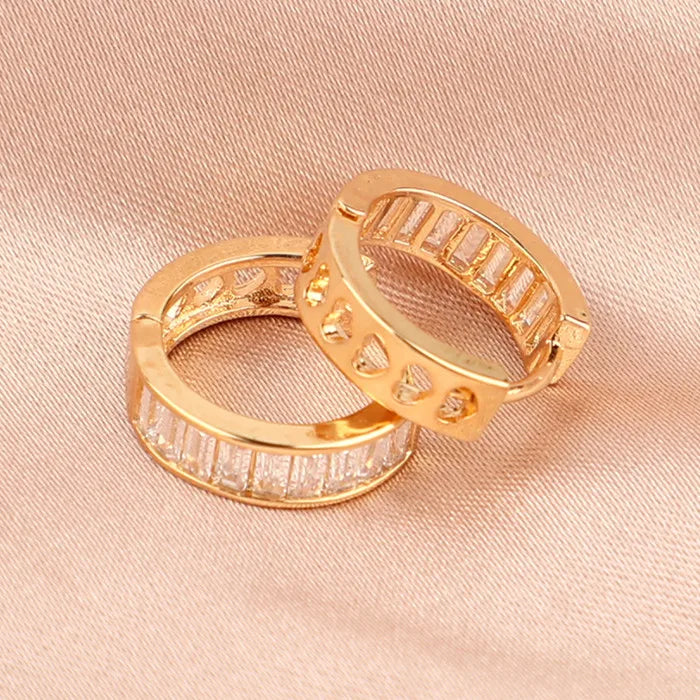 Hot Sale Trendy Gold Plated Zircon Earrings for Women Small Hoop Design Brass Material Rhodium Plated-Wholesale