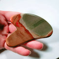 Huiying Hot Sale Heart Shape Scraping Massage Tools Natural Mookaite Jasper Face Guasha Board for SPA Acupuncture Treatment