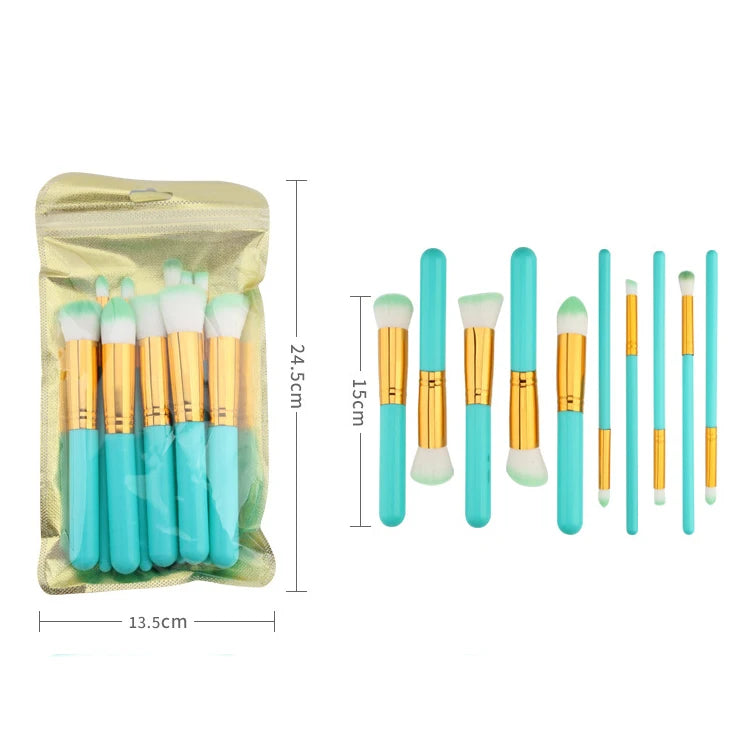 Wholesale Customization Five Big Five Small 10pcs Candy Colored Fiber Makeup Tools New Makeup Brush Set