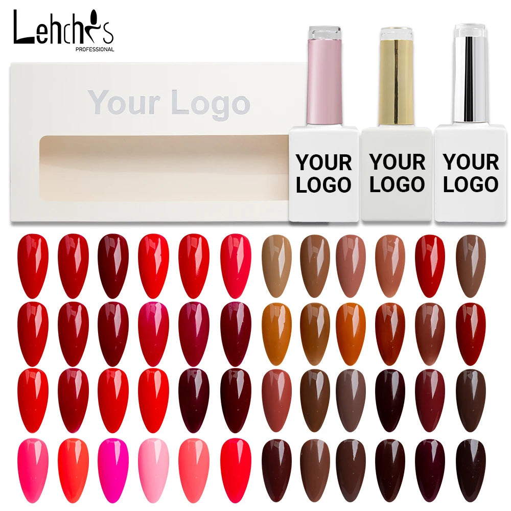 Lehchis Low Moq Unique Customize 500 Colors Gel Nail Polish Soak of Uv Gel 12pcs Set Box Collection OEM ODM Nail Supplies