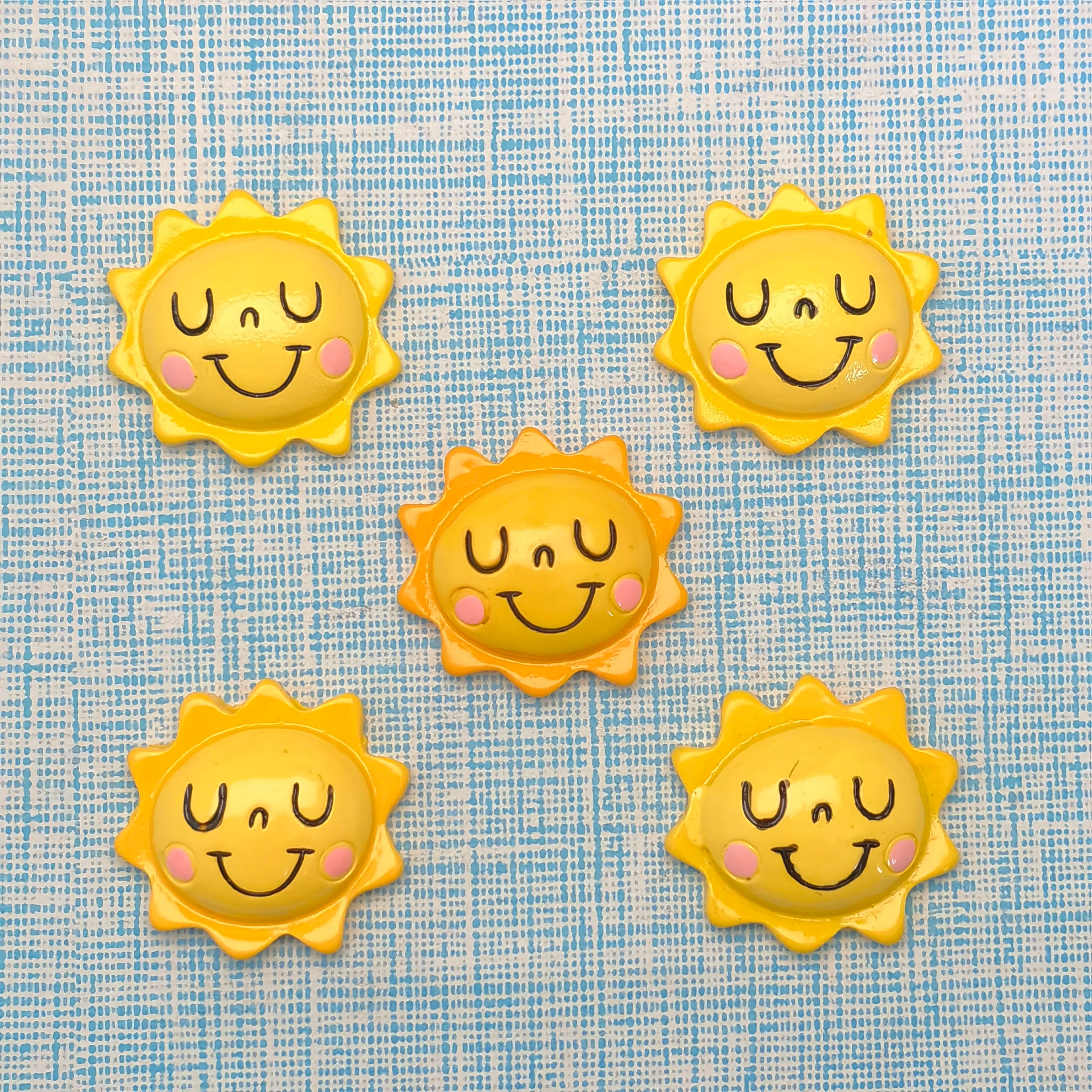 7*24mm  Wholesale Kawaii Style Happy Sun Resin Cabochons Flat Back Sunflowers for Phone Mobile Case Slime Crafts Fillers Charms