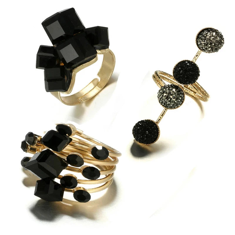 Best Black Gold Autumn Handmade Modern Bohemian Heart Ring for Women
