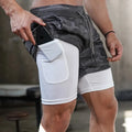 5XL 2 in 1 Jogger Short Pants  Zipper Pockets Men's Casual Sports Fitness Quick Dry Workout Running  Gym Training Shorts